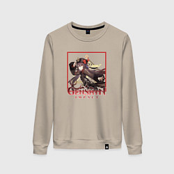 Свитшот хлопковый женский Хозяйка бюро Ху Тао, цвет: миндальный