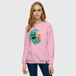Свитшот хлопковый женский Skeletor surfer, цвет: светло-розовый — фото 2