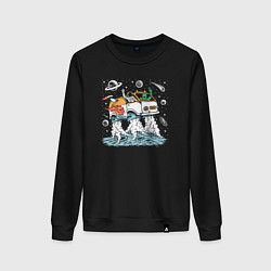 Свитшот хлопковый женский Космический автомобиль, цвет: черный