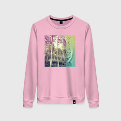 Свитшот хлопковый женский Крымский лес японскими иероглифами, цвет: светло-розовый