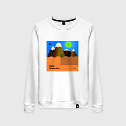 Свитшот хлопковый женский Ночные горы, цвет: белый