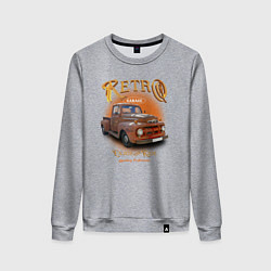 Свитшот хлопковый женский Ретро гараж и автомобиль Ford F, цвет: меланж