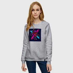 Свитшот хлопковый женский Неоновый демон они, цвет: меланж — фото 2