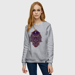 Свитшот хлопковый женский Сова в ночи, цвет: меланж — фото 2