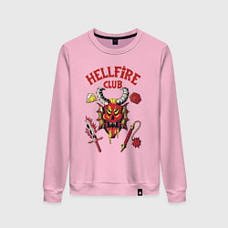 Свитшот хлопковый женский Stranger things - hellfire club, цвет: светло-розовый