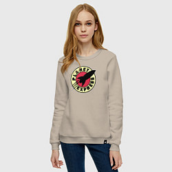 Свитшот хлопковый женский Логотип Футурама, цвет: миндальный — фото 2