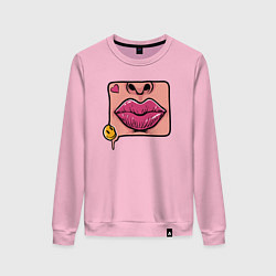 Свитшот хлопковый женский Smile and lips, цвет: светло-розовый