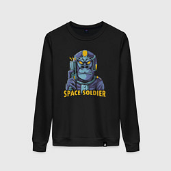 Свитшот хлопковый женский Monkey space soldier, цвет: черный