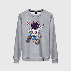 Свитшот хлопковый женский Космонавт на велике, цвет: меланж