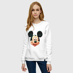 Свитшот хлопковый женский Mickey mouse head, цвет: белый — фото 2