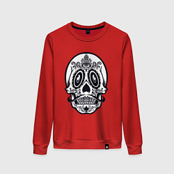 Свитшот хлопковый женский Skull Mexico, цвет: красный