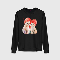 Свитшот хлопковый женский Любовь кошачья, цвет: черный