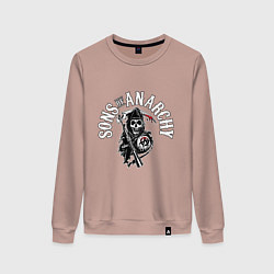 Свитшот хлопковый женский Сыны анархии - логотип, цвет: пыльно-розовый