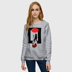 Свитшот хлопковый женский Девушка в красной шляпе, цвет: меланж — фото 2