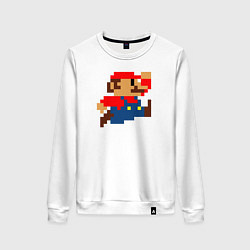 Свитшот хлопковый женский Mario 8 bit, цвет: белый