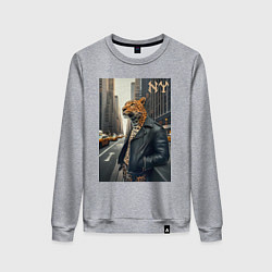 Свитшот хлопковый женский Леопард-модник житель Нью-Йорка, цвет: меланж