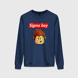 Свитшот хлопковый женский Sigma boy roblox head - мем Роблокс Сигма бой, цвет: тёмно-синий