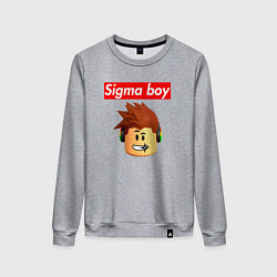 Свитшот хлопковый женский Sigma boy roblox head - мем Роблокс Сигма бой, цвет: меланж