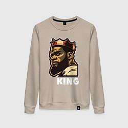 Свитшот хлопковый женский Король Леброн Джеймс, цвет: миндальный