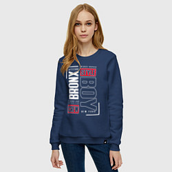 Свитшот хлопковый женский Bronx style, цвет: тёмно-синий — фото 2