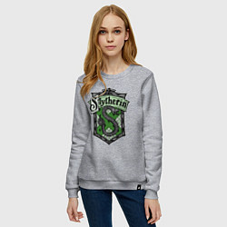 Свитшот хлопковый женский Slytherin emblem, цвет: меланж — фото 2