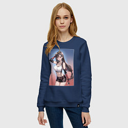 Свитшот хлопковый женский Тифа Локхарт из Final Fantasy VII, цвет: тёмно-синий — фото 2