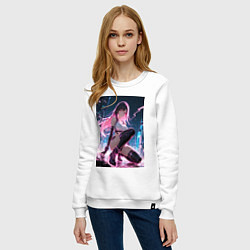 Свитшот хлопковый женский Тифа Локхарт из Final Fantasy VII в стиле киберпан, цвет: белый — фото 2