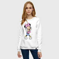 Свитшот хлопковый женский Minnie Mouse in music, цвет: белый — фото 2