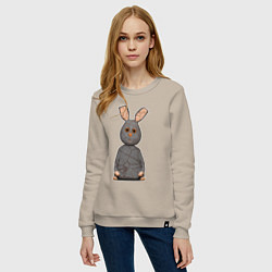 Свитшот хлопковый женский Cartoon hare character, цвет: миндальный — фото 2