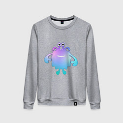 Свитшот хлопковый женский Monster cartoon blue purple, цвет: меланж