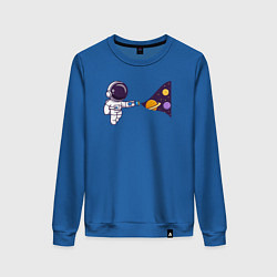 Свитшот хлопковый женский Космический свет фонарика, цвет: синий