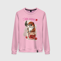 Свитшот хлопковый женский С днем варенья, цвет: светло-розовый