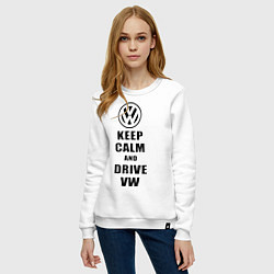 Свитшот хлопковый женский Keep Calm & Drive VW, цвет: белый — фото 2