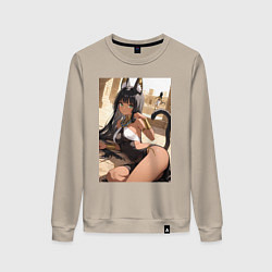 Свитшот хлопковый женский Сфинкс в древнем Египте, цвет: миндальный