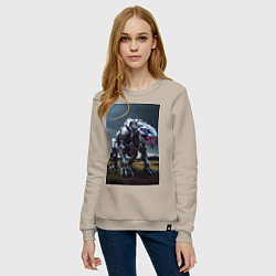 Свитшот хлопковый женский Робот в стиле Horizon, цвет: миндальный — фото 2