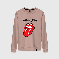 Свитшот хлопковый женский Rolling Stones - logo, цвет: пыльно-розовый