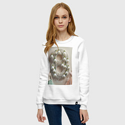 Свитшот хлопковый женский Ландыши девушкам на 8 марта, цвет: белый — фото 2
