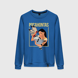 Свитшот хлопковый женский Покахонтас с енотом, цвет: синий