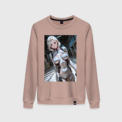 Свитшот хлопковый женский Девушка-наемница, цвет: пыльно-розовый