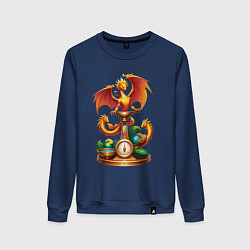 Свитшот хлопковый женский Весы в тени дракона, цвет: тёмно-синий