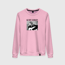 Свитшот хлопковый женский Kurt Cobain in black white, цвет: светло-розовый