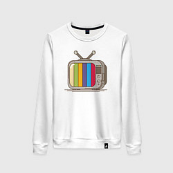 Свитшот хлопковый женский Retro television, цвет: белый