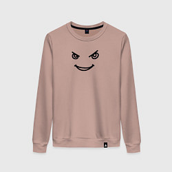 Свитшот хлопковый женский Хитрый злобный смайлик, цвет: пыльно-розовый