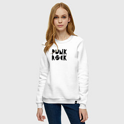 Свитшот хлопковый женский Punk Rock in black, цвет: белый — фото 2