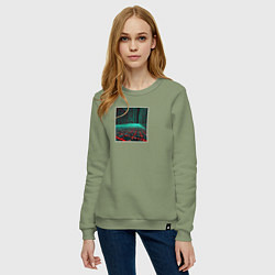 Свитшот хлопковый женский Техно куб, цвет: авокадо — фото 2