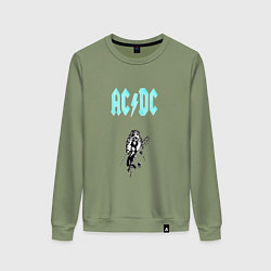 Свитшот хлопковый женский AcDc Angus Young, цвет: авокадо