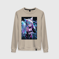 Свитшот хлопковый женский Девушка-лиса в спортивной форме, цвет: миндальный