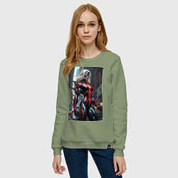 Свитшот хлопковый женский Девушка-веном, цвет: авокадо — фото 2