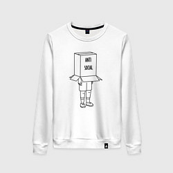 Свитшот хлопковый женский Anti Social, цвет: белый