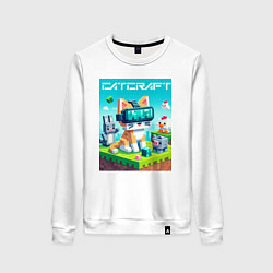 Свитшот хлопковый женский Catcraft - collaboration ai art, цвет: белый